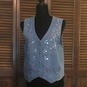 Denim Vest with embroidered embellishments
